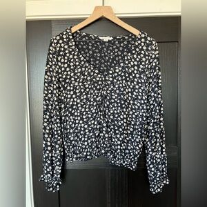 American Eagle Outfitters Black Floral Blouse
